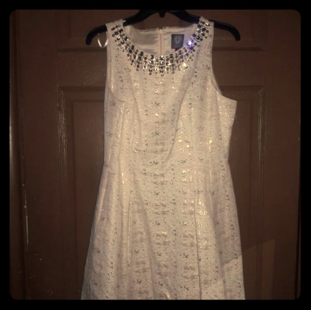 Ivory and gold color dress